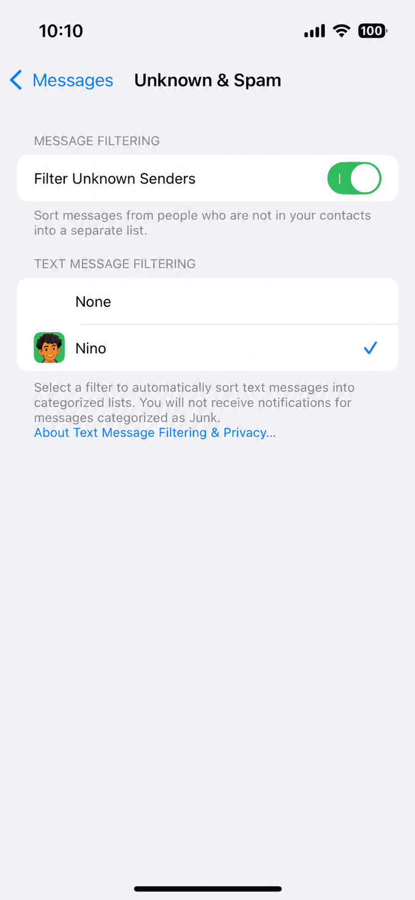 SMS Filter